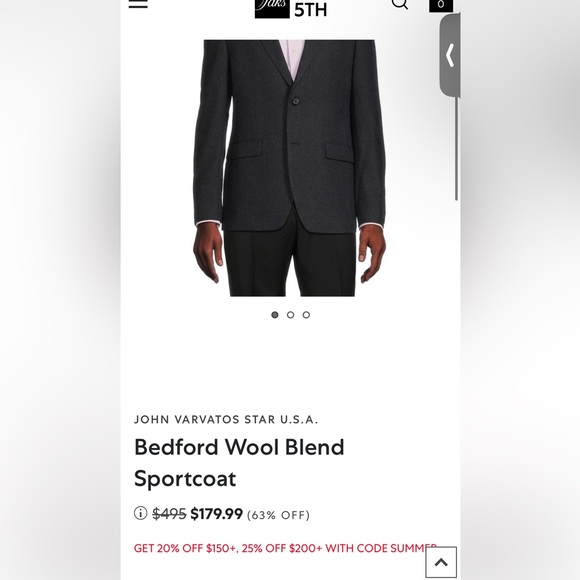 Nwt $498 JOHN VARVATOS STAR U.S.A. Navy Basic SS sport coat plain weave wise 38R - Picture 5 of 17